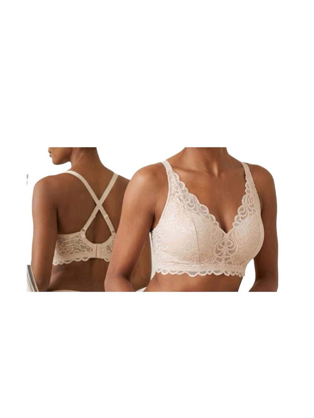 Bali Lace Desire Convertible Back Wireless Bra in Light Beige size XL New